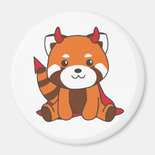 Imán Red Panda Halloween Cute Devil Witch Costume