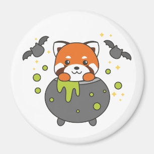 Imán Red Panda Happy Halloween Cauldron Bat