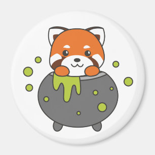 Imán Red Panda Happy Halloween Cauldron Bat