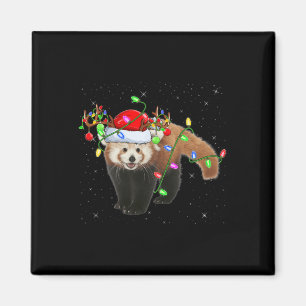Imán Red Panda Lover Xmas Iluminando Santa Red Panda Ch