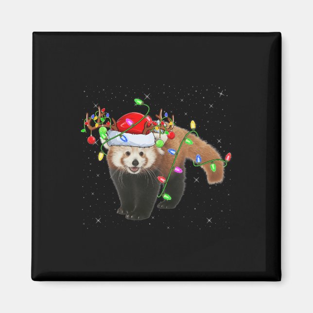 Imán Red Panda Lover Xmas Iluminando Santa Red Panda Ch (Frente)