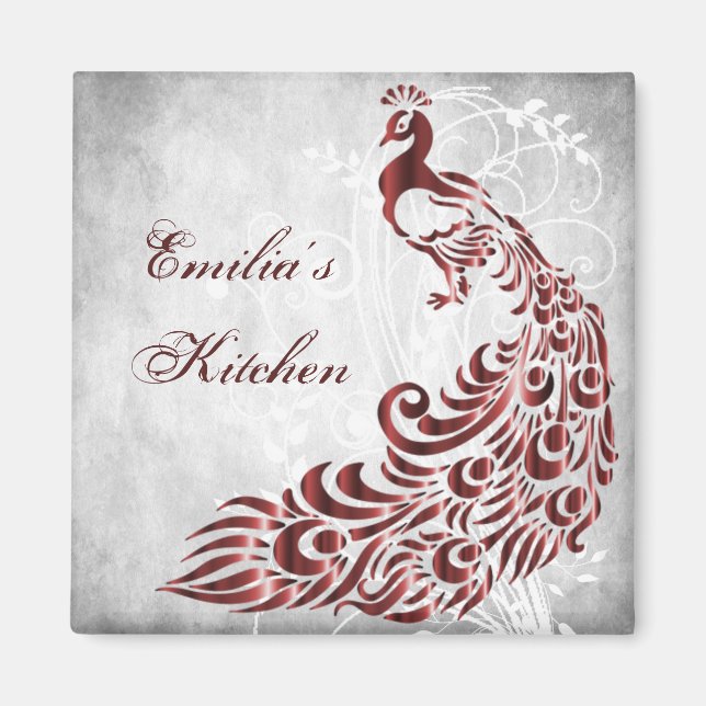 Imán Red Peacock Personalizado Magnet (Frente)