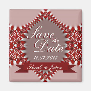 Imán Red Pink the Date Boda Magnet
