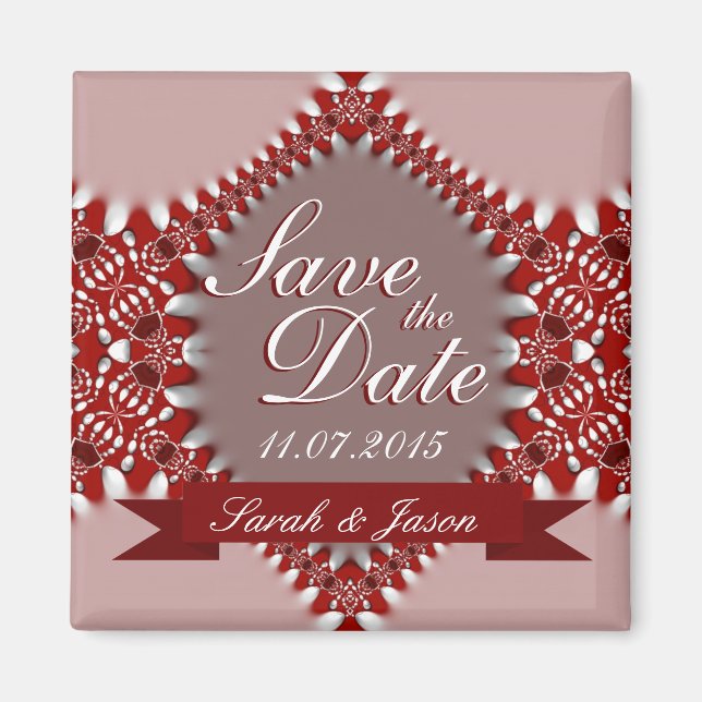 Imán Red Pink the Date Boda Magnet (Frente)
