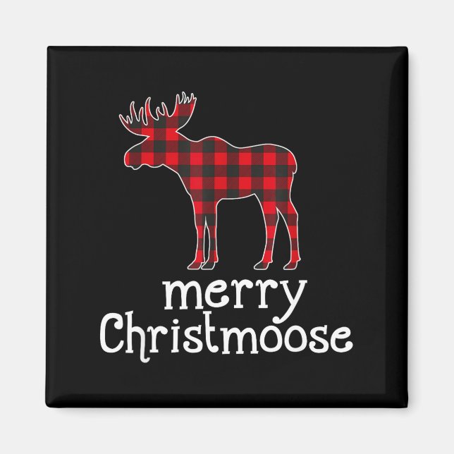 Imán Red Plaid Merry Christmoose Christmas Moose Lovers (Frente)