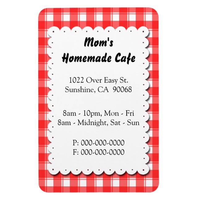Imán Red Plaid Restaurant Advertiment Personalizado Mag (Vertical)
