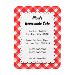 Imán Red Plaid Restaurant Business Magnet