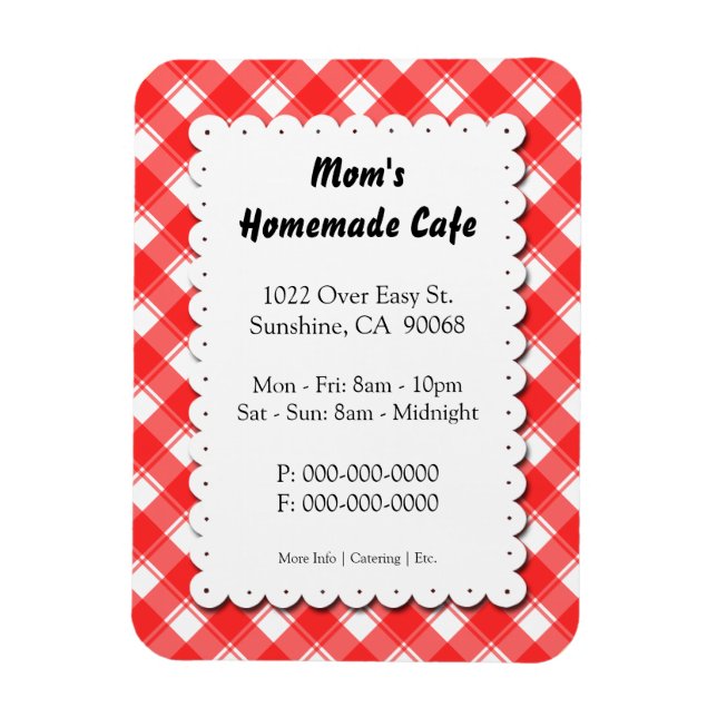 Imán Red Plaid Restaurant Business Magnet (Vertical)