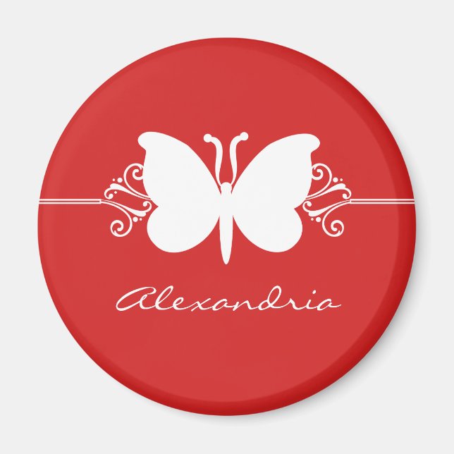 Imán Red Red Butterfly Swirls Magnet (Frente)