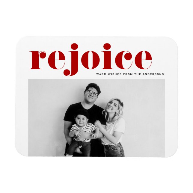 Imán Red Rejoice Negrita Typografía Navidades modernos  (Horizontal)