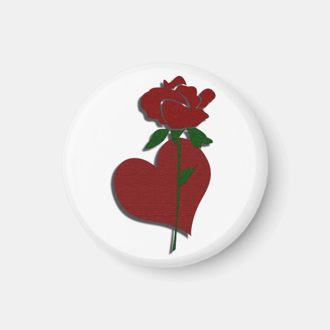Imán Red Rose and Heart Magnet (Frente)
