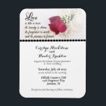 Imán Red Rose & Pearls Wedding<br><div class="desc">This design features one red rose with a beautiful string of pearls,  and a quote about love,  to give your wedding an elegant vibe.</div>