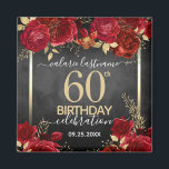 Imán Red Roses 60th Birthday Save the Date<br><div class="desc">Save the Date Red roses and gold birthday party magnets. Elegant Floral birthday celebration. Easy to personalize with template. Great party reminder and friends / family keepsake. Any year,  birth year can be easily changed.</div>