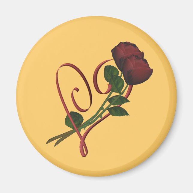 Imán Red Roses Red Heart Flower Magnet (Frente)