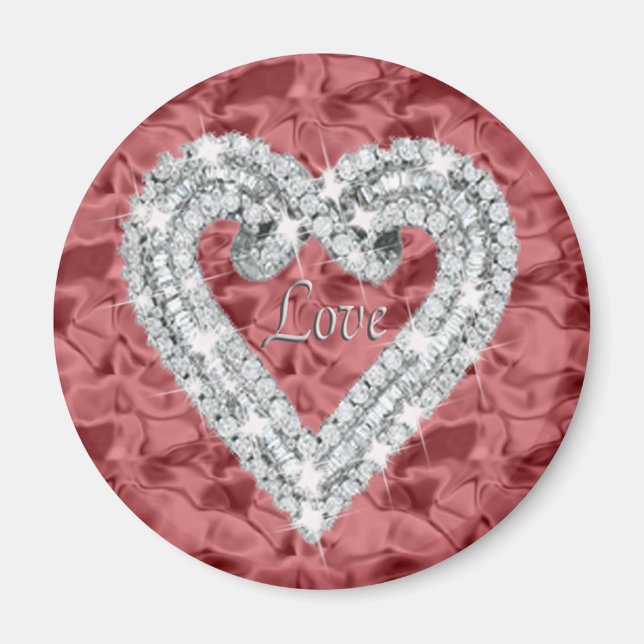 Imán Red Round Love Diamond Heart Magnet (Frente)