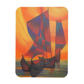 Imán Red Sails in the Sunset Cubist Junk Resumen