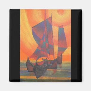 Imán Red Sails in the Sunset Cubist Junk Resumen