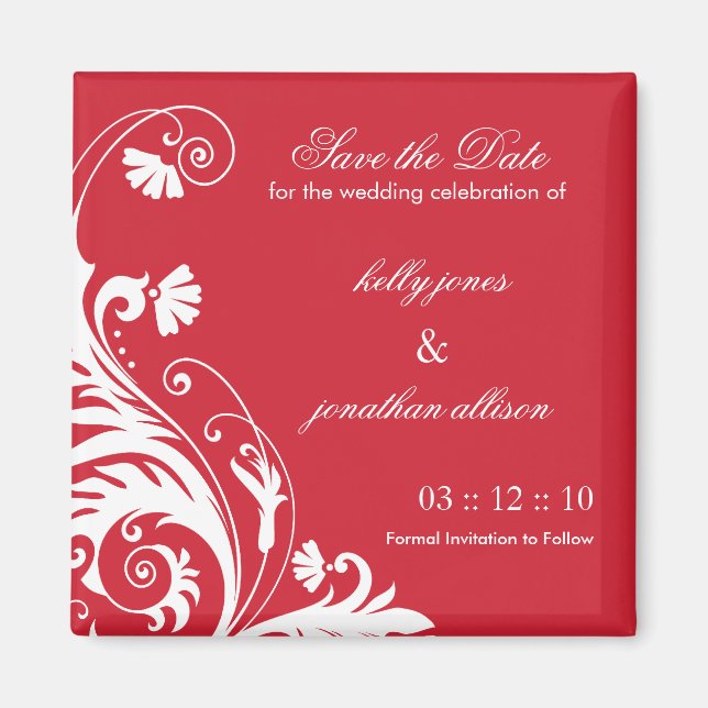 Imán Red Save the Date Boda Magnet (Frente)
