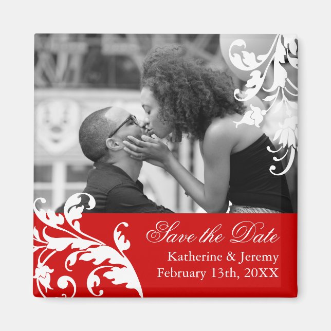 Imán Red Save the Date Boda Magnet (Frente)