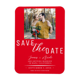 Imán Red Save the Date Photo Boda