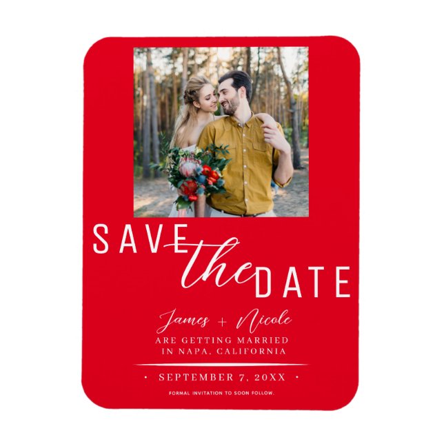 Imán Red Save the Date Photo Boda (Vertical)