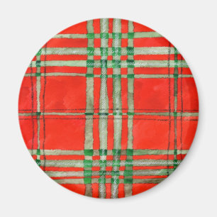 Imán RED SCOTT TARTAN Round Magnet