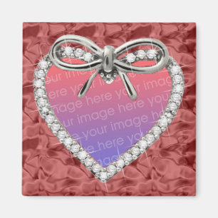 Imán Red Square Diamond Heart Frame Magnet