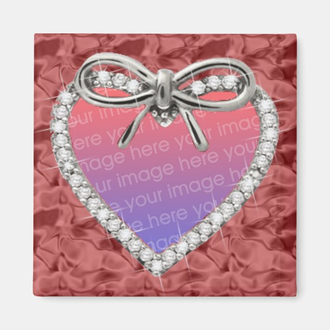 Imán Red Square Diamond Heart Frame Magnet (Frente)