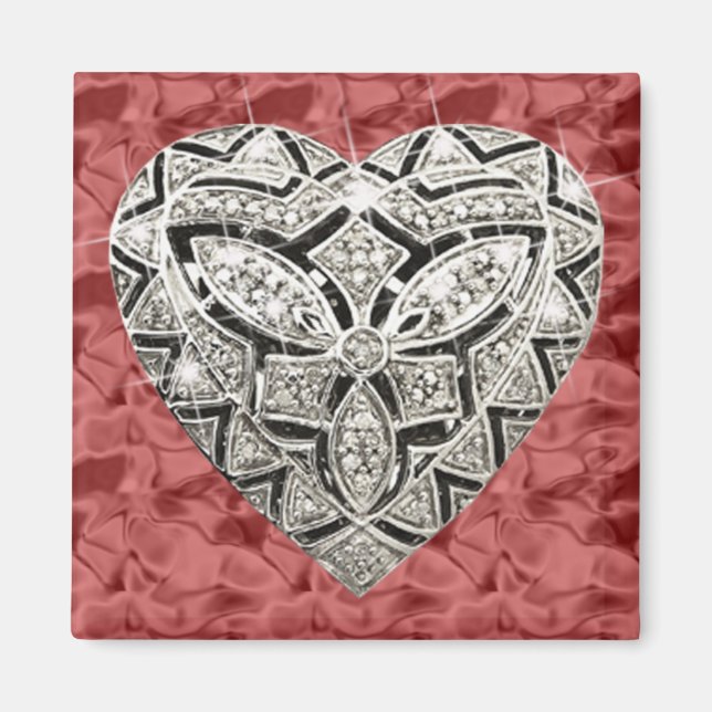 Imán Red Square Elegant Designer Heart Magnet (Frente)