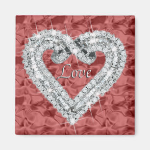 Imán Red Square Love Diamond Heart Magnet