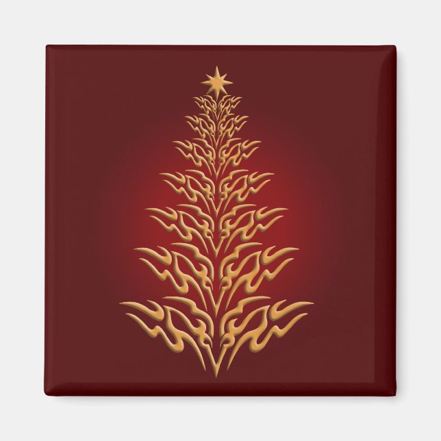 Imán Red Stylish Christmas Tree Magnet (Frente)