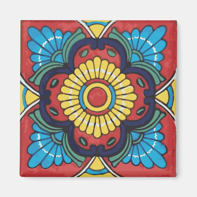 Imán Red tile mexican talavera ceramics (Frente)