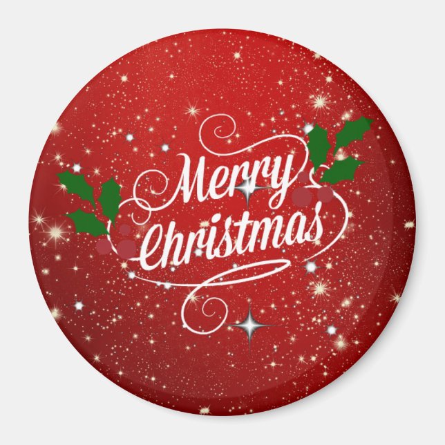 Imán Red Twinkle Merry Christmas, (Frente)