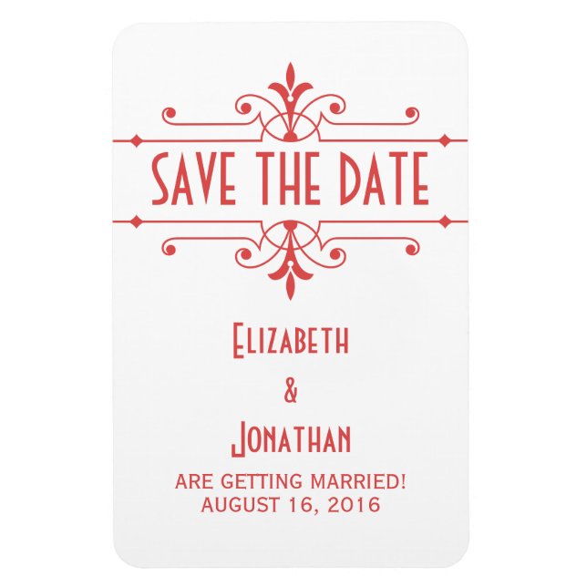 Imán Red v2 Fancy Ornamental Save the Date Magnet (Vertical)