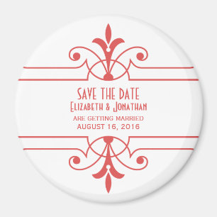 Imán Red v2 Fancy Ornamental Save the Date Magnet