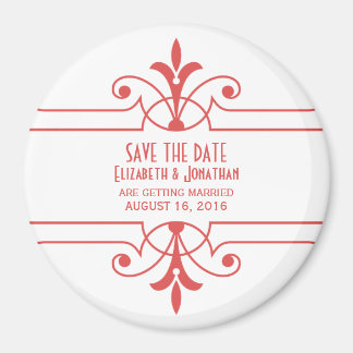 Imán Red v2 Fancy Ornamental Save the Date Magnet