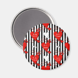 Imán Red White Black Valentine Hearts Magnet