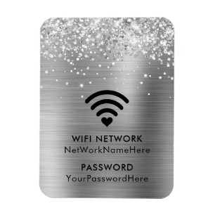 Imán Red WiFi de Plata Brillante y Contraseña