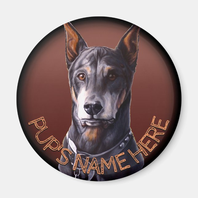 Imán Redes de mosquiteros Doberman Personalizado Fridge (Frente)