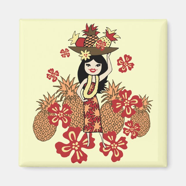 Imán Redes tropicales de Luau de piña (Frente)