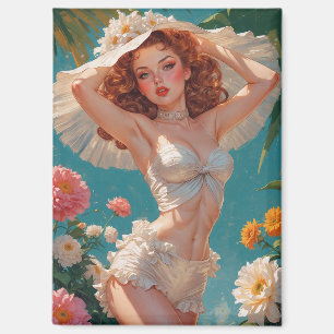 Imán Redhead Pin-Up Daisy Gorra Floral