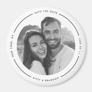 Imán Redondear negro y blanco salva la fecha con la fot