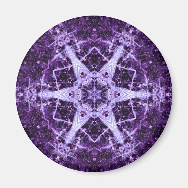 Imán Redondeo de cristal de joyas moradas (Frente)