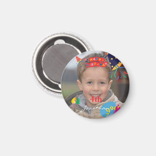 Imán Redondeo personalizado de fotos de cumpleaños feli