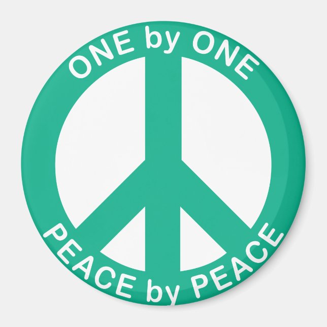 imán redondo de 3 pulgadas One by One Peace by Pea (Frente)