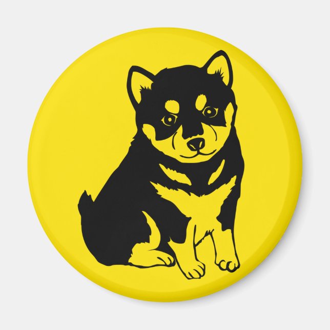 Imán redondo de Año Perro Chino 2018 Inu Shiba (Frente)