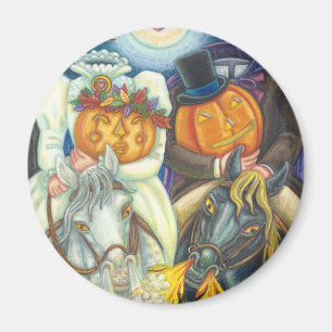 IMÁN REDONDO DE BODAS DE HALLOWEEN DE SLEEPY HOLLO