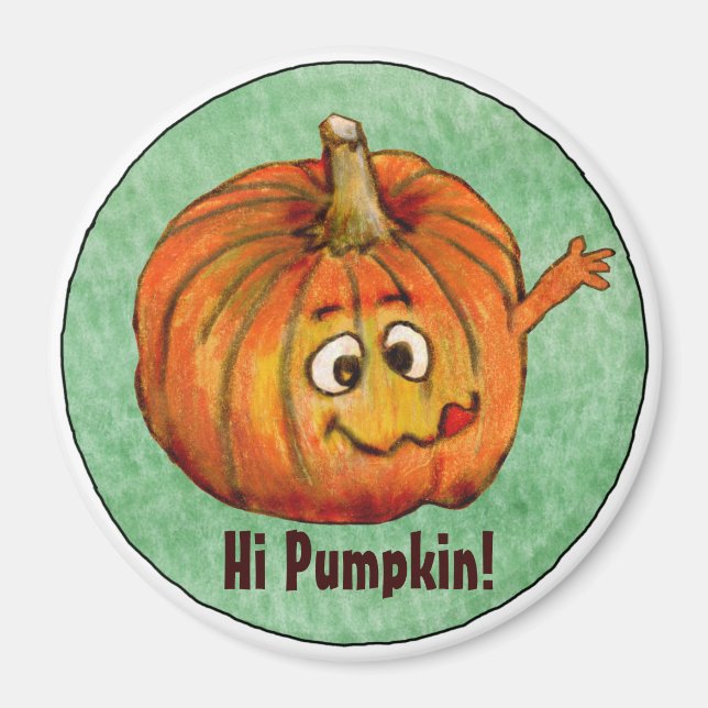 Imán Redondo de calabaza personalizado Magnet personali (Frente)