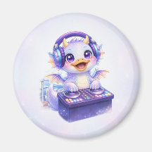 Imán redondo de DJ Dragon lindo - Imán para puerta