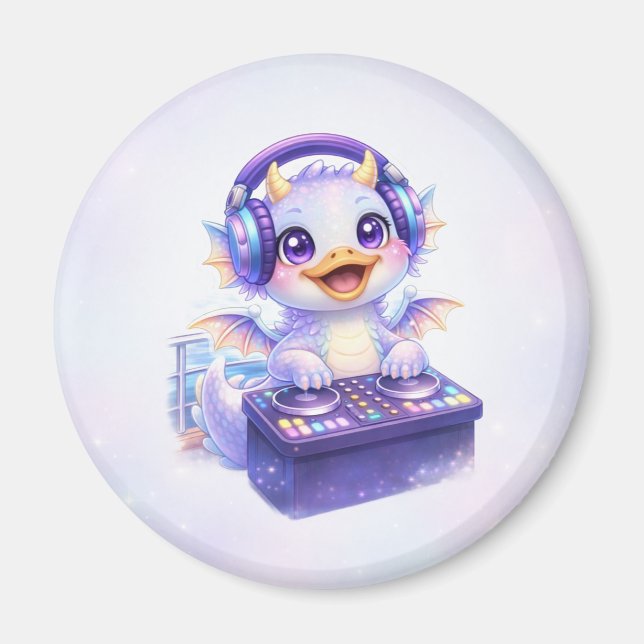 Imán redondo de DJ Dragon lindo - Imán para puerta (Frente)